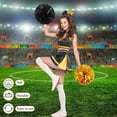 thumbnail image 4 of Set of 3 12 Inch Cheerleading Pom Poms and Large Cheerleader Ponytail Bow Holder for Girl Large Metallic Cheerleader Pom Poms for Sports Team Cheering (Gold and Black), 4 of 6