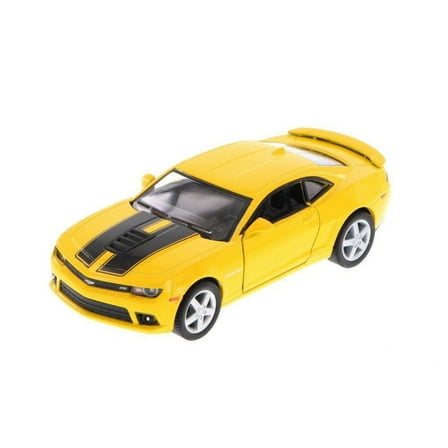 Kinsmart 5" 2014 Chevy Chevrolet Camaro Stripe Diecast Model Toy Car 1:38 Yellow