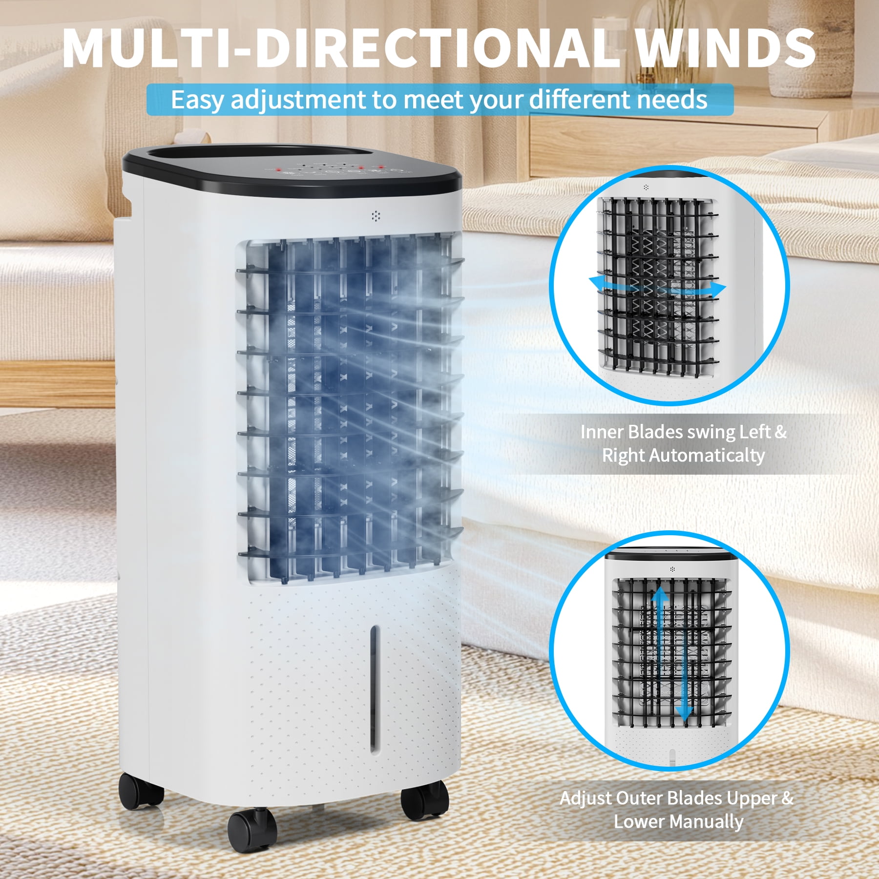 SUGIFT 206 Evaporative Portable Air Cooler Fan & Humidifier, White
