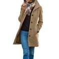thumbnail image 2 of Women's Long Coats Single Breasted Pea Coat Winter Casual Blazer Jacket Trench Coat Khaki L, 2 of 9
