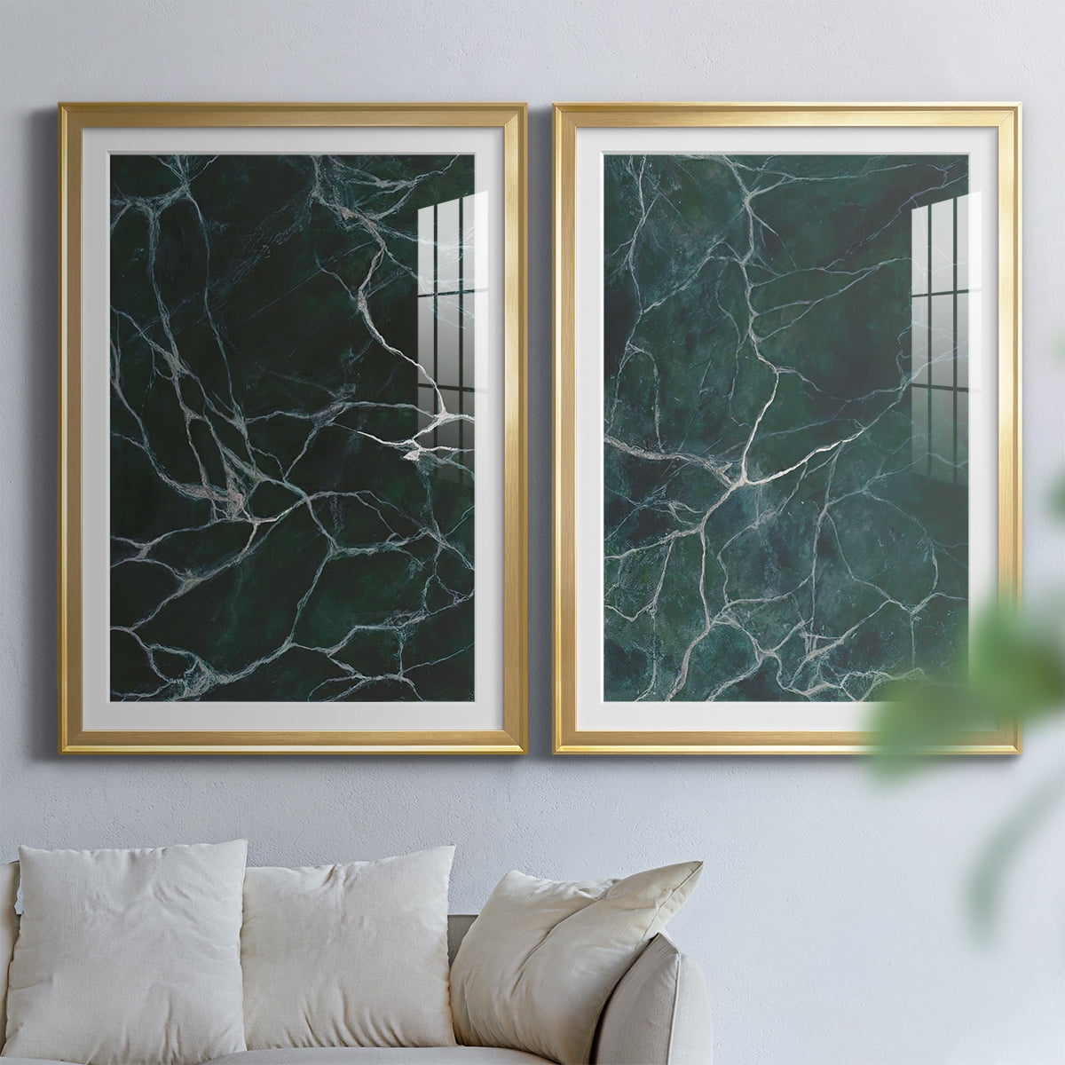Wexford Home Jade Marble I Premium Framed Print, 26.5" x 36.5" - Ready to Hang, Gold (Set of 2)