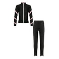 thumbnail image 2 of Yeahdor Kids Girls Athletic Sports Outfit Sparkling Jacket with Pants Set Teens Gymnastics Tracksuit Yoga Skating Costume Pink 14, 2 of 6