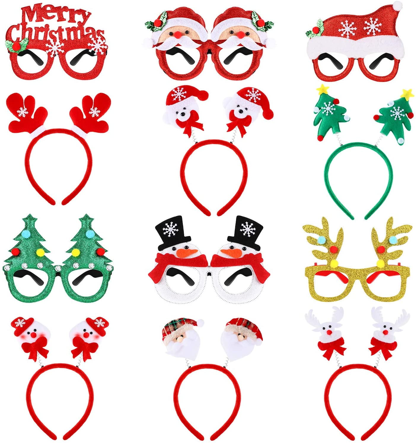 NEW Adults Christmas Novelty Glasses Xmas Party Costume Photo Booth Props Santa