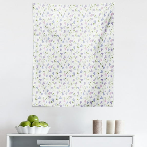 Flower Tapestry, Soft Toned Iris Autumn Blooming Crocus Petals Garden Leaf Flourishing, Fabric Wall Hanging Decor for Bedroom Living Room Dorm, 5 Sizes, Lavender Green, by Ambesonne