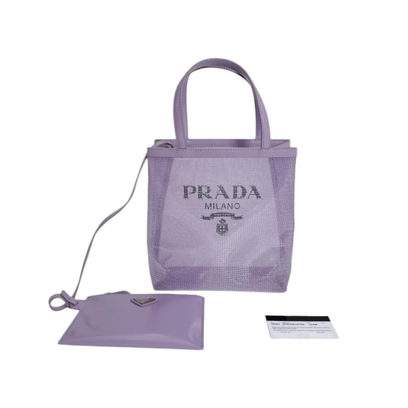 Pre-Owned Prada PRADA Tote Bag Handbag RETE PAILLETTES Lilium Sequin 1BG417 Purple