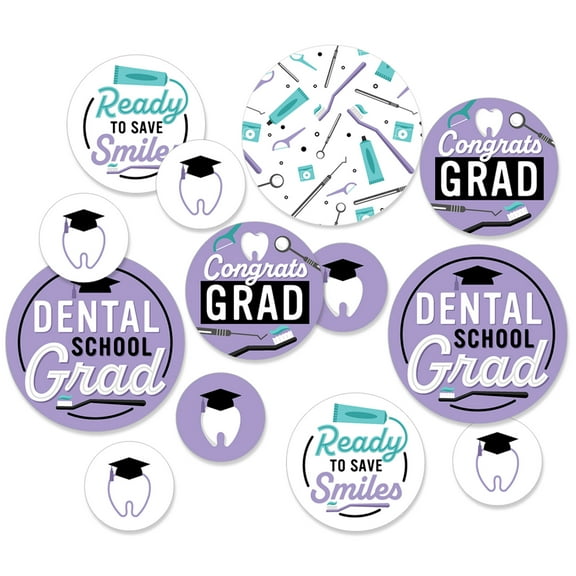 Big Dot of Happiness Dental School Grad - Dentistry and Hygienist Graduation Party Giant Circle Confetti - Party Decorations - Large Confetti 27 Count