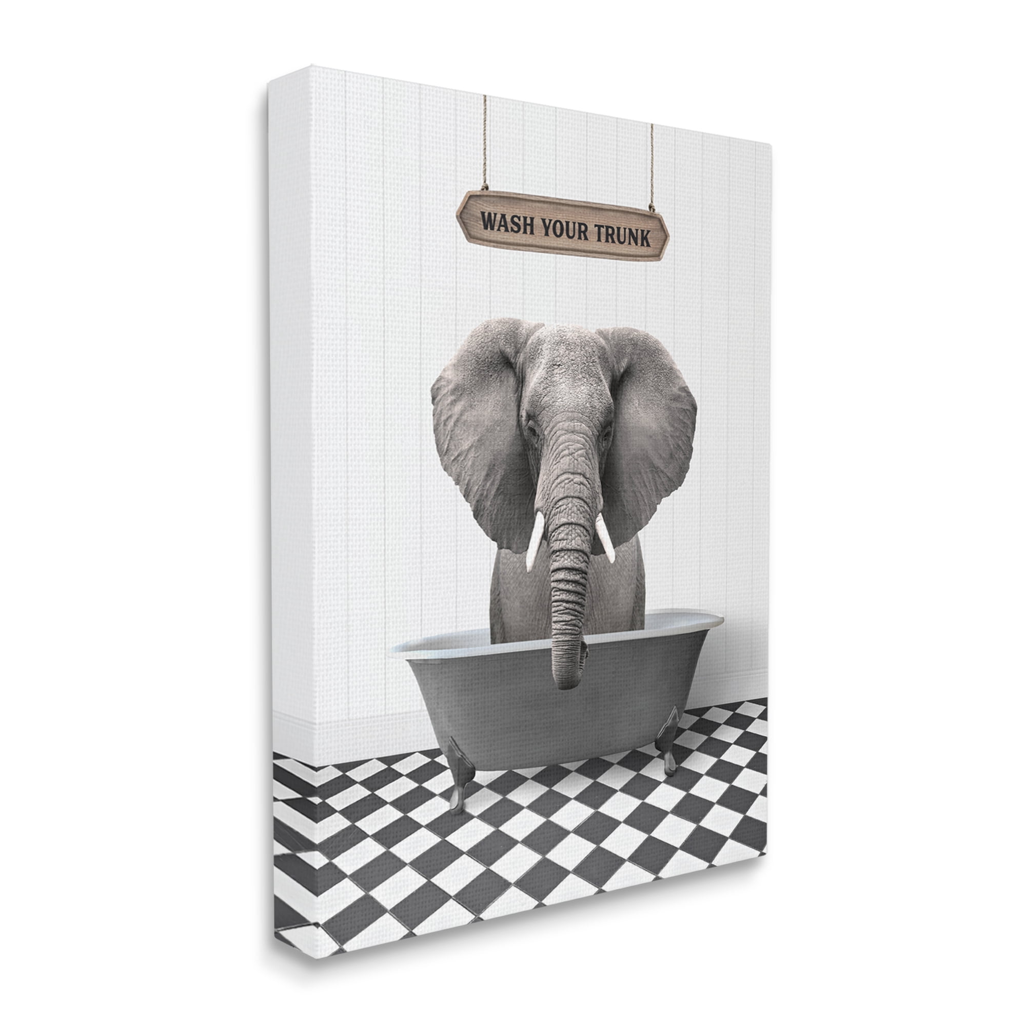 Stupell Industries Wash Your Trunk Phrase Animals & Insects Painting Gallery Wrapped Canvas Print Wall Art, 36 x 48