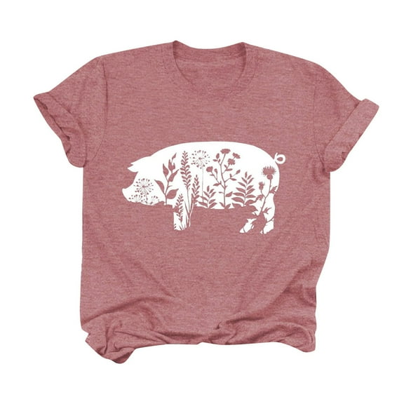 Summer Tops for Women Summer Letter Print Comfortable And Fashionable Fit Colored Top Short Sleeved T Shirt Long Sleeve Tops for plus Size Women Clothes Tee Shirt Workout Business Pink M