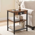 thumbnail image 7 of JIOABL 3-Tier Side Table, Set of 2, with USB & AC Charging Station, Adjustable Shelves, Multi-Use for Living Room & Bedroom, Rustic Brown, 7 of 7