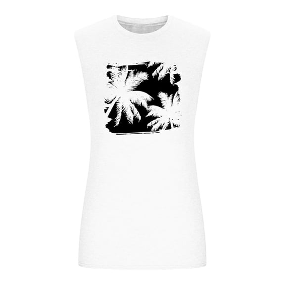 Wang6 Women Plus Size High Neck Tank Tops Causal Floral Printed Sleeveless Summer Tops Crew Neck Workout Shirts Graphic Tees White XL