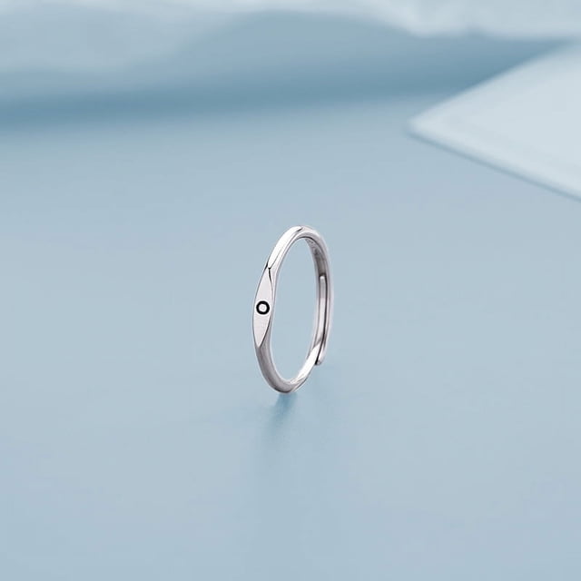 Anillo de plata 925 con 26 letras, diseño de nicho femenino, anillo con elemento de lujo, anillo abierto para dedo índice