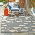 thumbnail image 2 of SAFAVIEH Courtyard Trena Fishes Indoor/Outdoor Area Rug, Dark Grey/Beige, 5'3" x 5'3" Square, 2 of 13