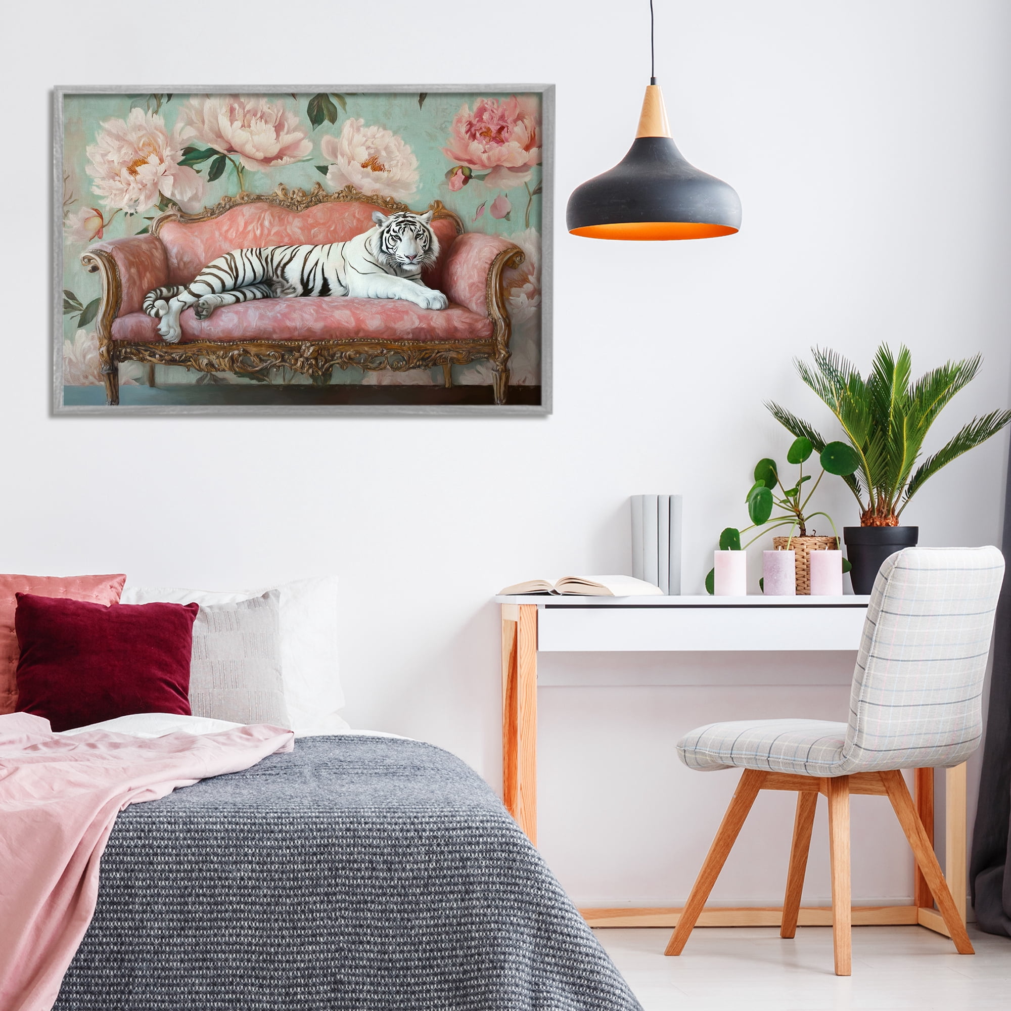 Stupell Industries Where The Tiger Dreams Gray Framed Giclee Art, design by Tina LeCour