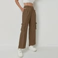 thumbnail image 5 of Women's Corduroy High Waist Pants, Multi-Pocket Straight Leg Wide Leg Trousers, Fall Casual Comfort Fit Pant for Daily Wear and Various Occasions Coffee, 5 of 9