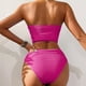thumbnail image 5 of Conjunto de Bikini de Cintura Alta para las Mujeres Color Sólido sin Mangas Ondulación, Traje de Baño de Moda sin Espalda Sexy, 5 of 6