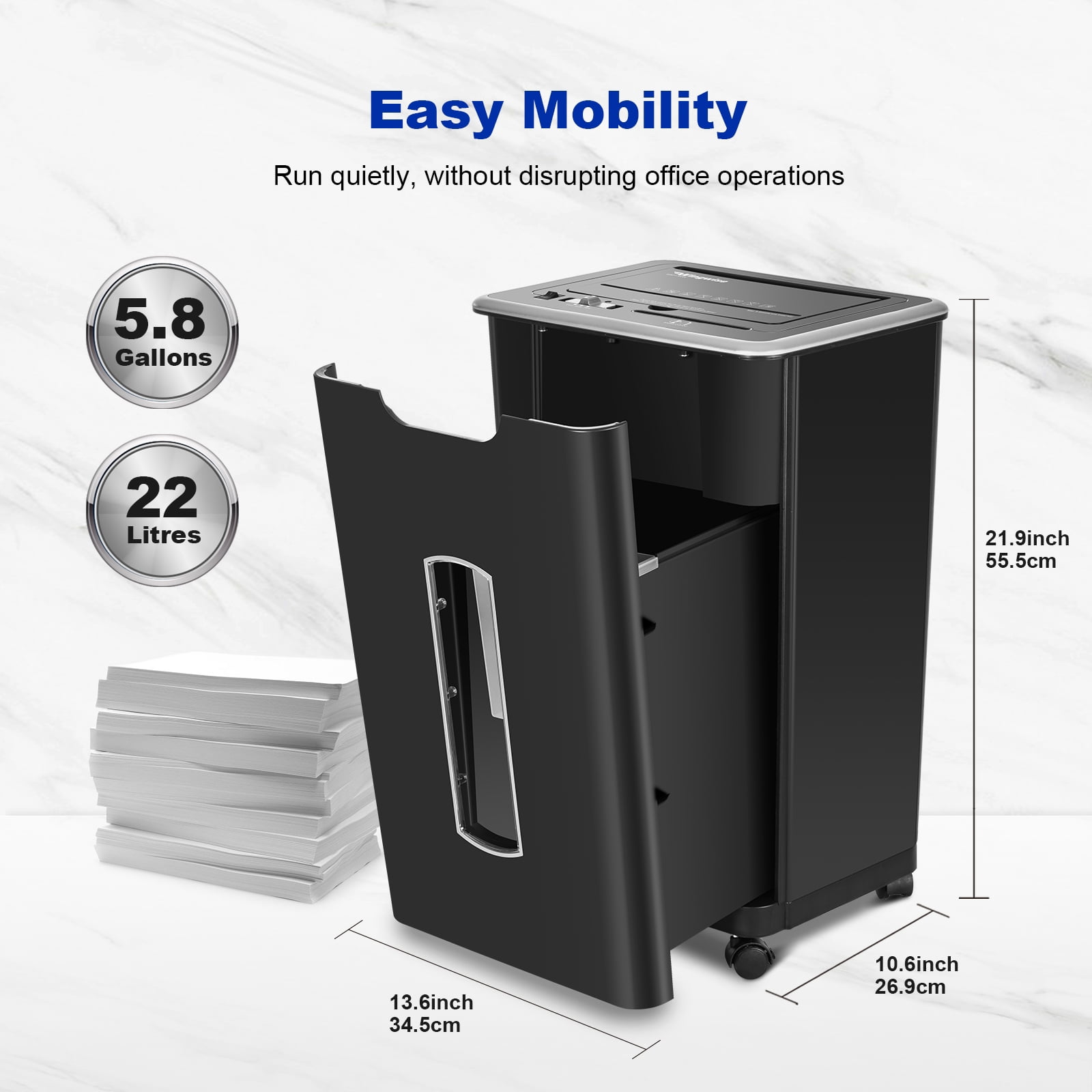 Paper Shredder,  Automatically shreds 60 sheets, 5.8 Gallon Bin, CD/Credit Card Shredder with Dual Modes, Home & Office Use