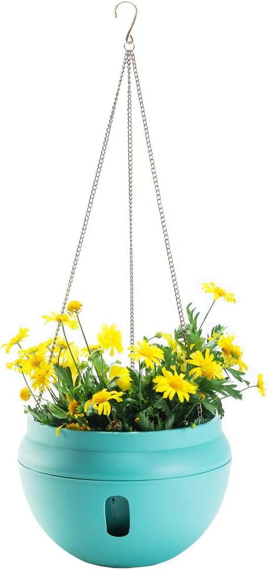 Bowl Shapped Garden Self Watering Hanging Planter, Strong Plastic Flowerpot,Creative Water Storage & Release Planter Pot,Indoor Outdoor Decorative Emer Green 18*13.5CM