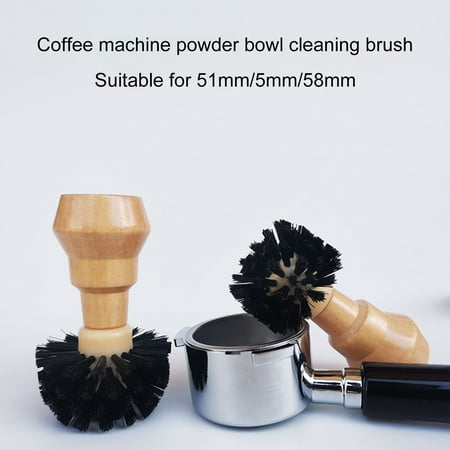

Tuelaly Sturdy Coffee Powder Bowl Brush Strong Reusable Labor-saving Safe Wooden Handle Coffee Machine Brush for Home