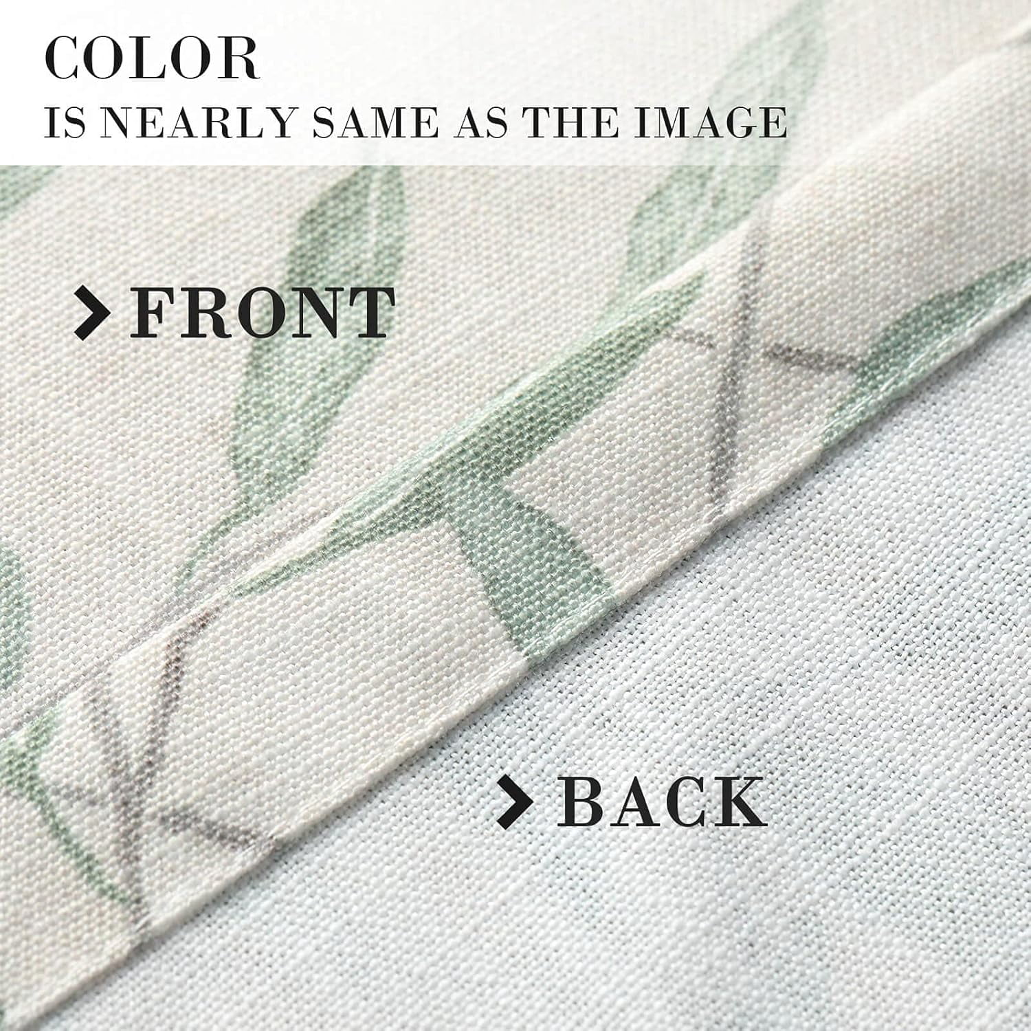 Kitchen Curtains 24 Inch Length, Green Leaves Print Linen Texture Short Tier Curtains Rod Pocket Valances for Dining Room, 27.5 x 24, 2 Panels