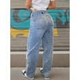 thumbnail image 4 of Women’s Mid Waisted Extreme Ripped Baggy Jeans Light Wash Denim 90s Retro Streetwear Style, 4 of 6