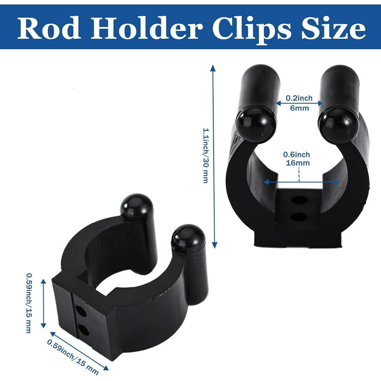  Creek Rod Clips Wearable Fishing Rod Holder Fishing Rod Clip  Fly Fishing Pole Holder Fishing Accessories Cylindrical Square 2PCS Black