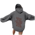 thumbnail image 4 of Charmgo Hoodies for Women Trendy, Women's Letter Print Long Sleeve Tops Drawstring Hoodies Crewneck Sweatshirt Casual Pullover Tops, Winter Clothes Woman Dark Gray XXXXXL, 4 of 5
