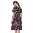 thumbnail image 2 of Bixox Robe d'Été à Manches Courtes pour Femmes Robe Ample Longueur Genou avec Poches-Collets et Fruit du Serpent, 2 of 7