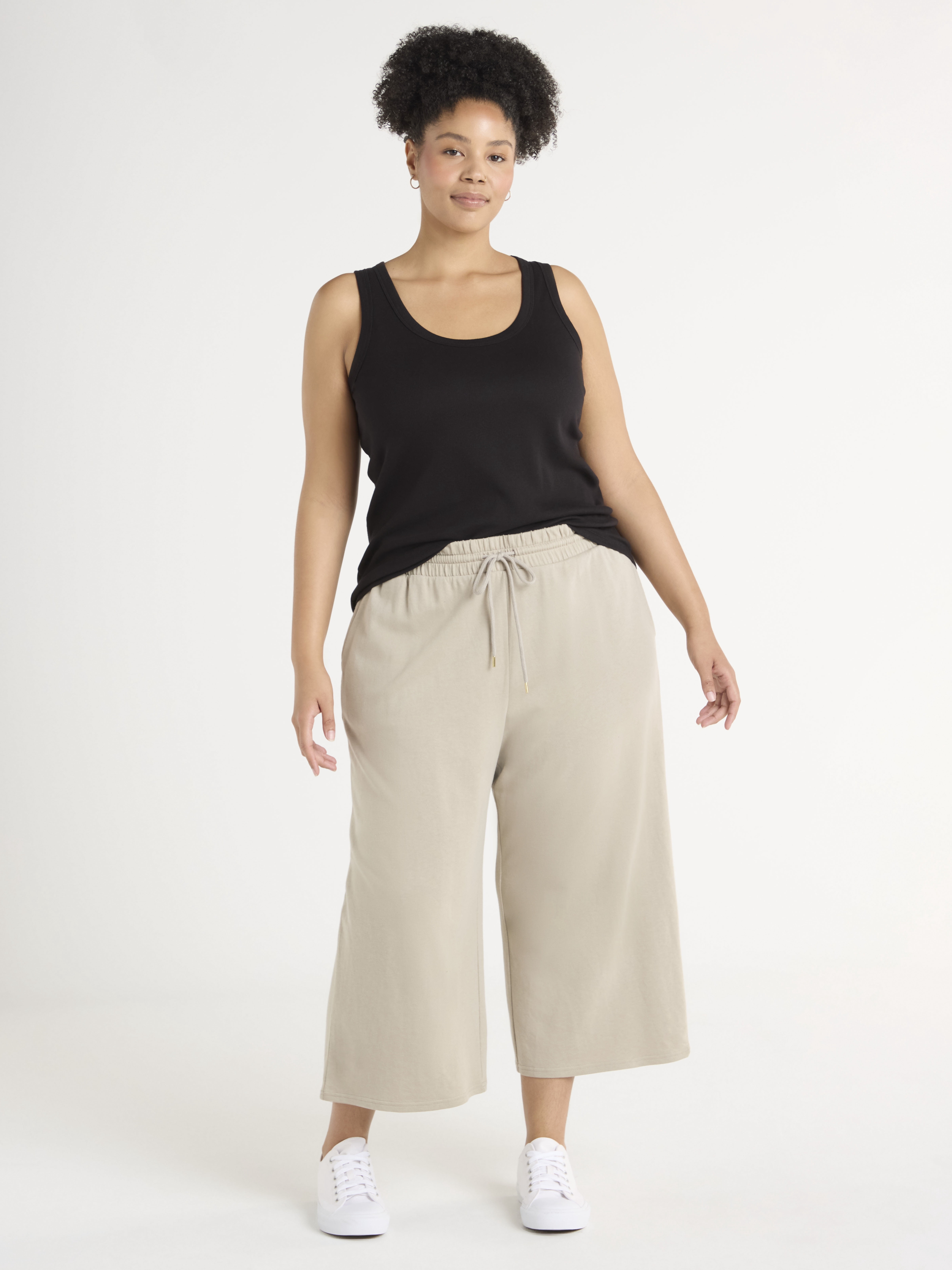 Terra & Sky Women's Plus Size Scoop Neck Ribbed Tank Top