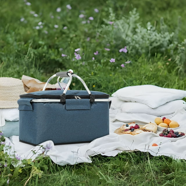 Sac de Rangement Alimentaire Isolé, Glacière de Pique-Nique Portable, Design Étanche, Sac de Voyage Pliable, pour Activités Extérieures, Conservation de la Chaleur, Porte-Repas Léger, Équipement d'Aventure Hzhnb / Tissu