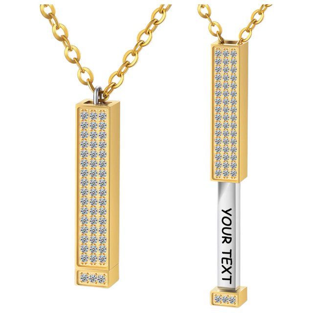 Personalized Vertical Bar Necklace, Custom Necklace Engraved Name Jewelry h t❀ X3Z5