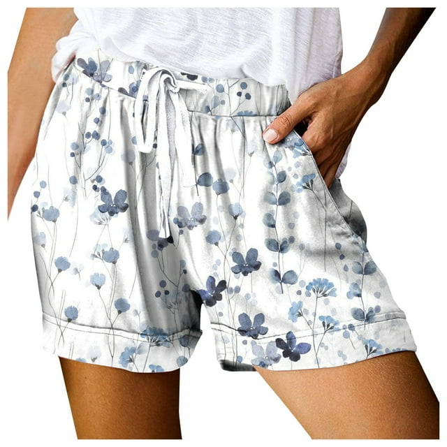 TrendOFT Womens Running Shorts Summer Athletic Drawstring Elastic Waist Casual Lightweight With Pockets Workout Shorts Womens Sweat Shorts Light Blue L