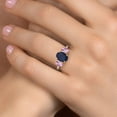 thumbnail image 4 of Gem Stone King 925 Silver and 10K Yellow Gold Blue Sapphire and Pink Sapphire and Lab Grown Diamond Engagement Ring for Women | 3.46 Cttw | Oval 9X7MM | September Birthstone | Size 5, 4 of 6