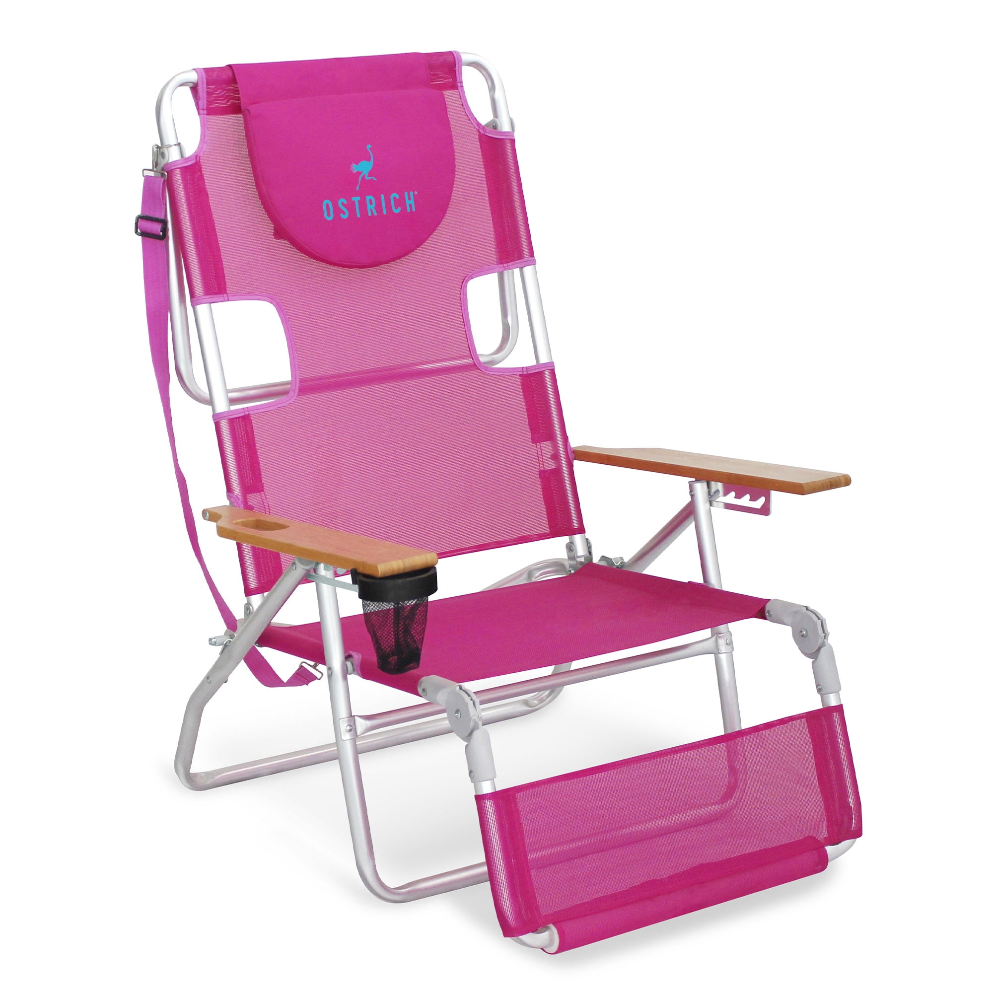 Ostrich 3 in 1 Lightweight Aluminum Beach Chair 5 Position Reclining Face Hole Pink Walmart