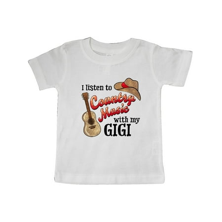 

Inktastic I Listen to Country Music with my Gigi Guitar and Hat Gift Baby Boy or Baby Girl T-Shirt