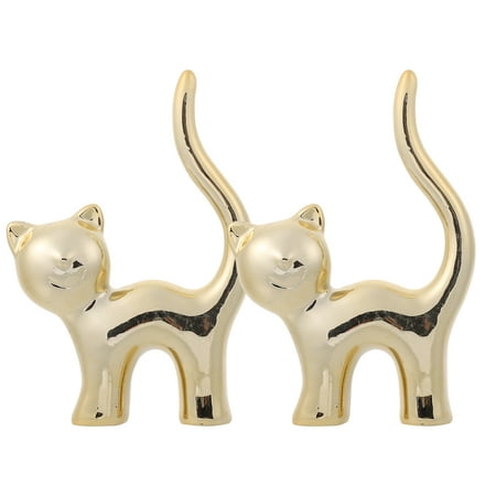 

NUOLUX 1 Set 2 Pcs Jewelry Holders Gold Plating Cat Adornments Cat Ring Holders