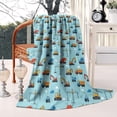 thumbnail image 2 of Cartoon Construction Vehicles Cranes Blue Pattern Blanket,Comfortable Soft Flannel Throw Blanket,All Season,Warm Lightweight Blankets for Sofa Bed Couch Living Room Chair,50"x60", 2 of 4