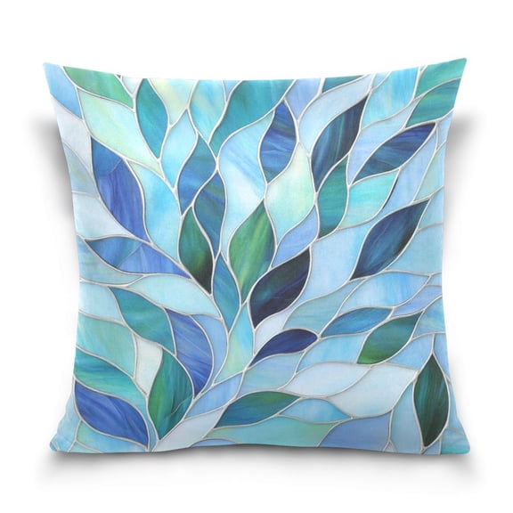 Throw Pillow Covers Soft Comfortable Pillow Case Decorative Pillowcase 16" x 16" Blue and Green Leaves