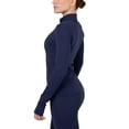 thumbnail image 3 of Yitty Active Women's Ultraluxe Full Lenght Full Zip Jacket, Athleisure, 4-Way-Stretch, Thumbholes, Deep Navy, M, 3 of 7