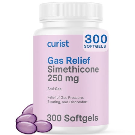 Curist Simethicone 250 mg 300 Softgels for Gas Relief Bloat Relief