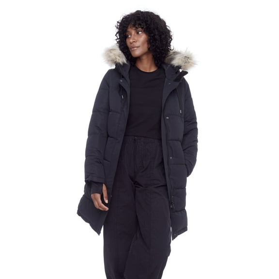 Alpine North, Aulavik - Women's Vegan Down Recycled Mid-length Hooded Parka Coat - Water Repellent, Windproof, Insulated Winter Jacket with Faux Fur