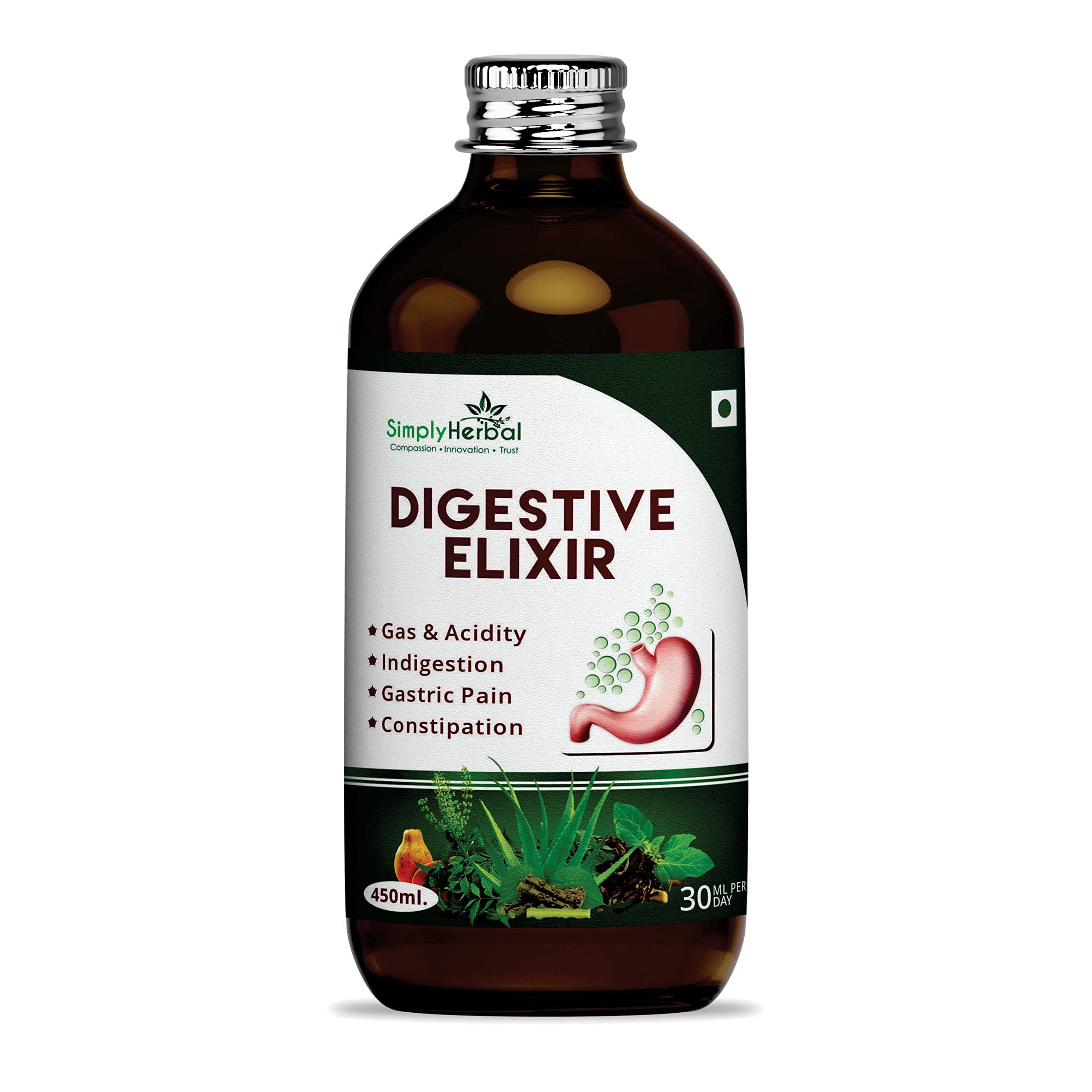 Simply Herbal Ayurvedic Digestive Elixir Syrup Tonic Enriched With 37 Digestion Enzymes