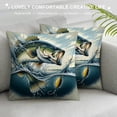 thumbnail image 3 of Orinice  Fishing Throw Pillow Cushion Cover, Largemouth Sea Bass Catching a Bite in Water Spray Motion Splashing Wild Image, Decorative Square Accent Pillow Case,  White, 3 of 5