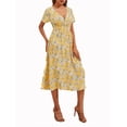 thumbnail image 2 of Lovito Boho Ditsy Floral V Neck Shirred Dress For Women, 2 of 5