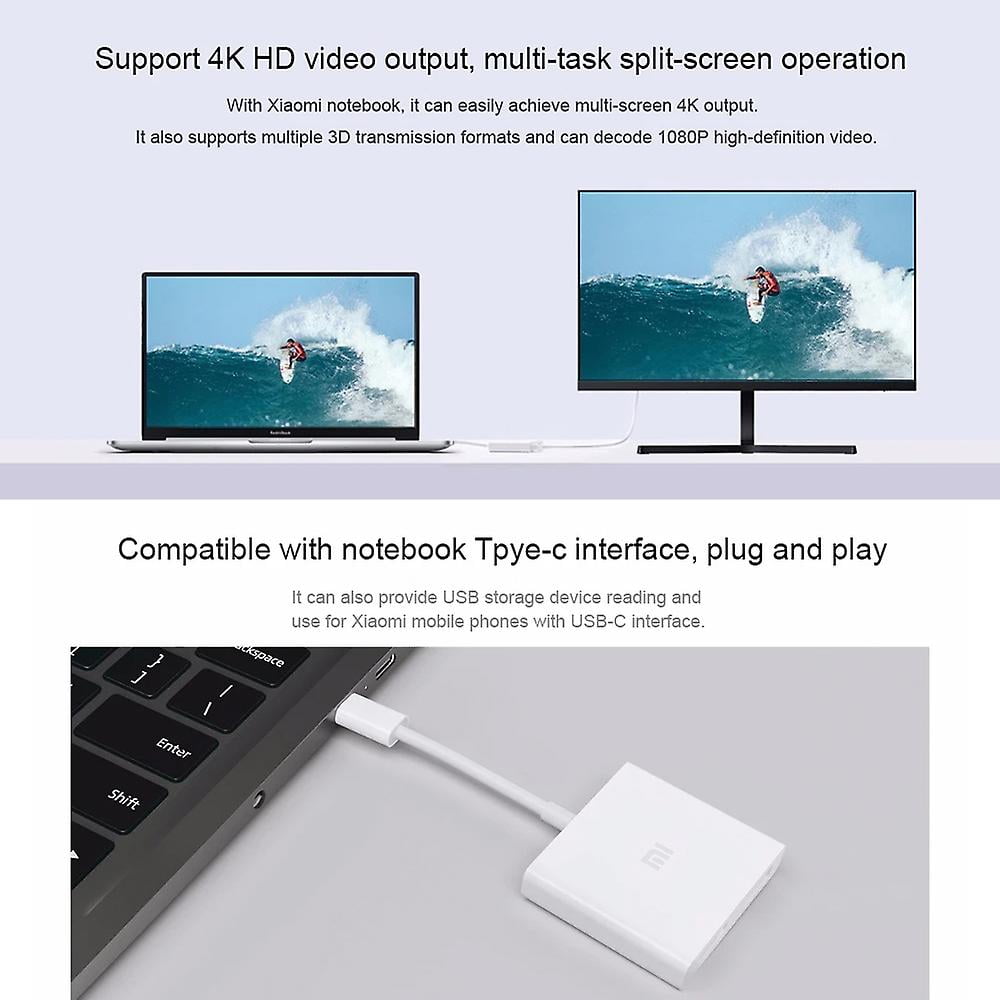 Xiaomi Computer Adapter Usb c Hub Typ c To Usb 3.0 hdmi compatible Multi functional Converter Hub 4k Walmart