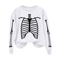 thumbnail image 4 of LYEAA Halloween Women Sweatshirt Long Sleeve Crew Neck Regular Ribbed Cuff Casual Wear Skull Holiday Clothes White XS, 4 of 5