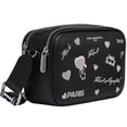 thumbnail image 2 of Bolsa crossbody negra con logos metálicos y letras bordados, 2 of 6
