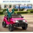 thumbnail image 7 of Okybaby 12V Kids Ride On Truck Car with Remote Control&Four-wheel Suspension, Toddler Electric Ride on Toys with Dual Motor,LED Light/USB/Bluetooth/Bonus Stickers for Kids 2+,Pink, 7 of 7