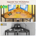 thumbnail image 6 of Romorgniz Corner Computer Desk with Fabric Drawers Gaming Desk with LED Lights Corner Desk with Hutch,Desk for Home Office, Small Space, Bedroom, Rustic Brown, 6 of 7