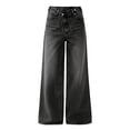 thumbnail image 5 of Wensltd Women's Jeans Mid Waist Straight Pants Summer Button Zipper Casual Denim Pants, 5 of 6