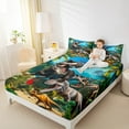 thumbnail image 4 of Manfei 3D Cartoon Dino Boy Twin Sheet Sets 3pcs, Jungle Tyrannosaurus Rex Twin Fitted Sheet, Ancient Animal Flat Sheet, Breathable Bedroom Decor, 4 of 7